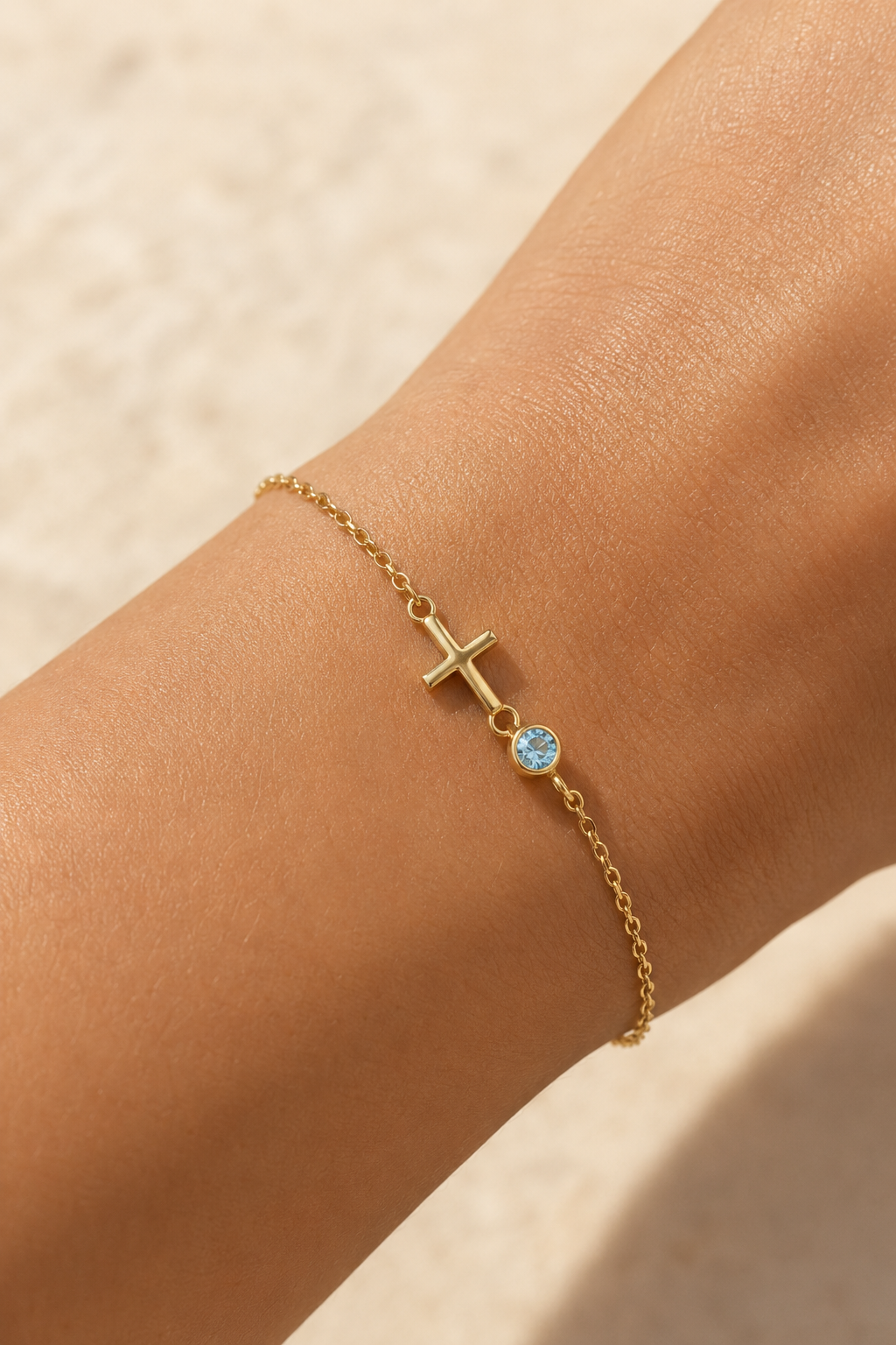 Cross Birthstone Bracelet lifestyle detail