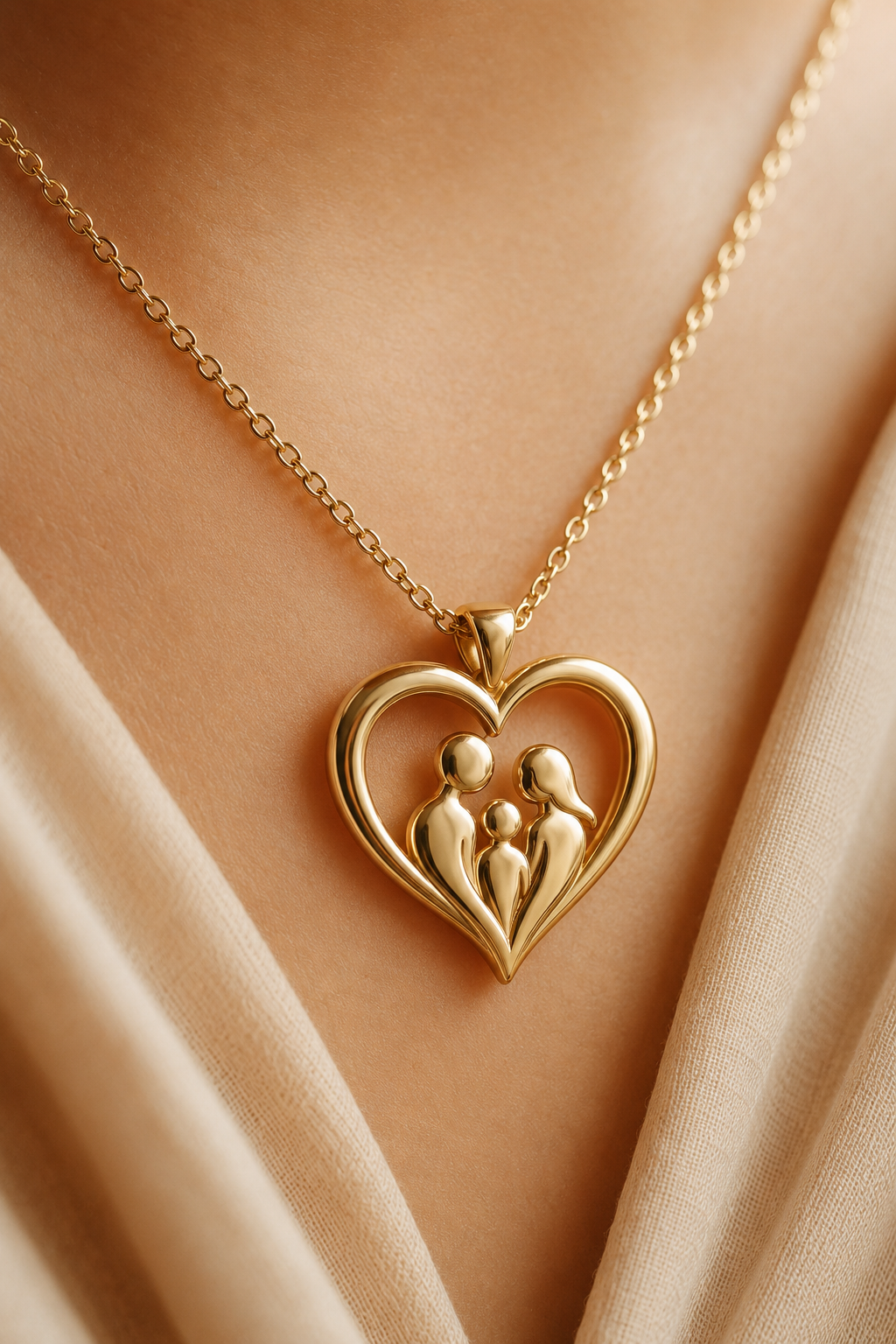 Family Heart Necklace lifestyle detail