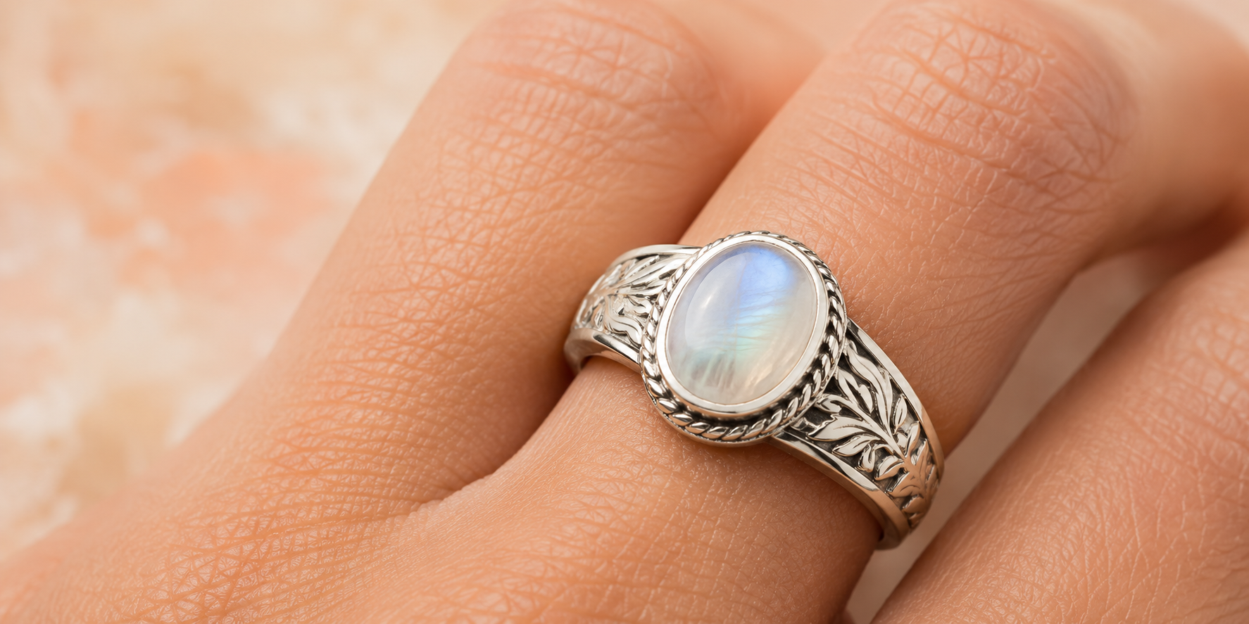Engraved Birthstone Ring wide lifestyle detail