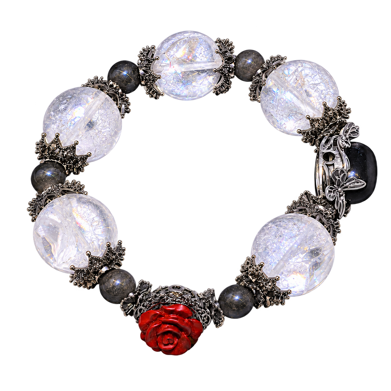 Clear Rose Silver Bracelet