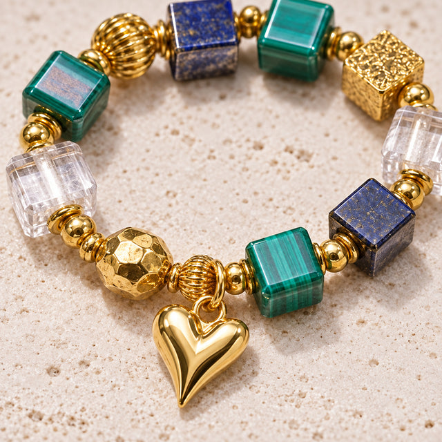 Teal Mosaic Heart Bracelet