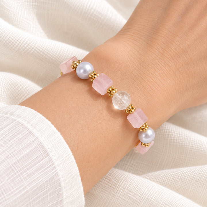 Rose Pearl Cube Bracelet