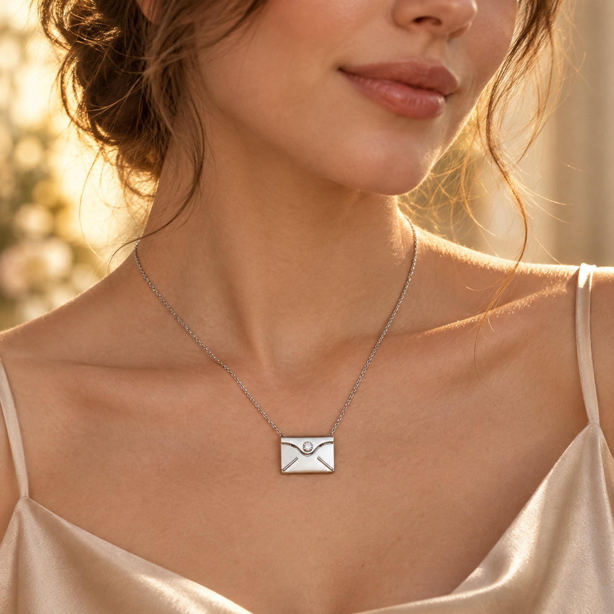 Personalized Envelope Message Necklace detail