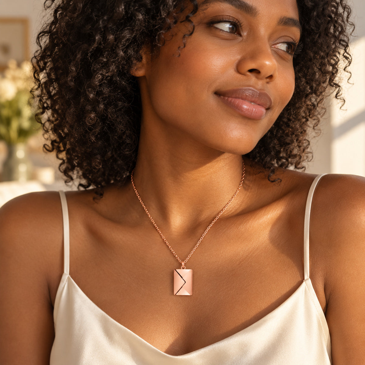Personalized Envelope Photo Necklace detail