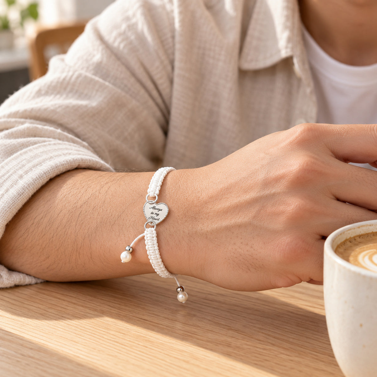 Personalized Braided Heart Tag Bracelet detail