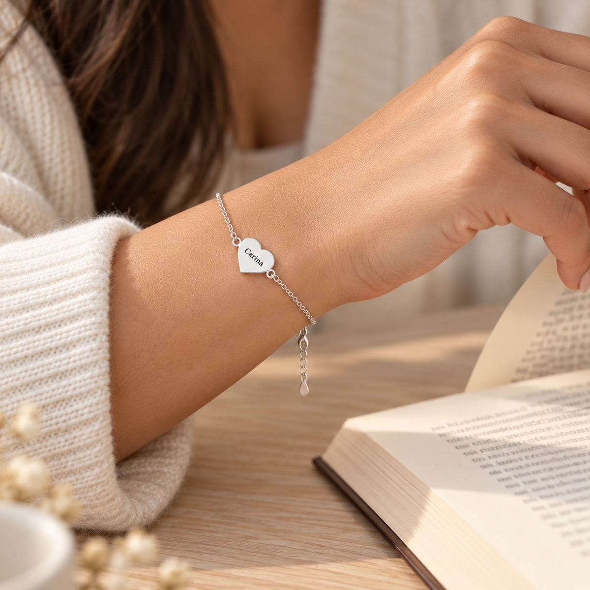 Personalized Heart Tag Bracelet detail