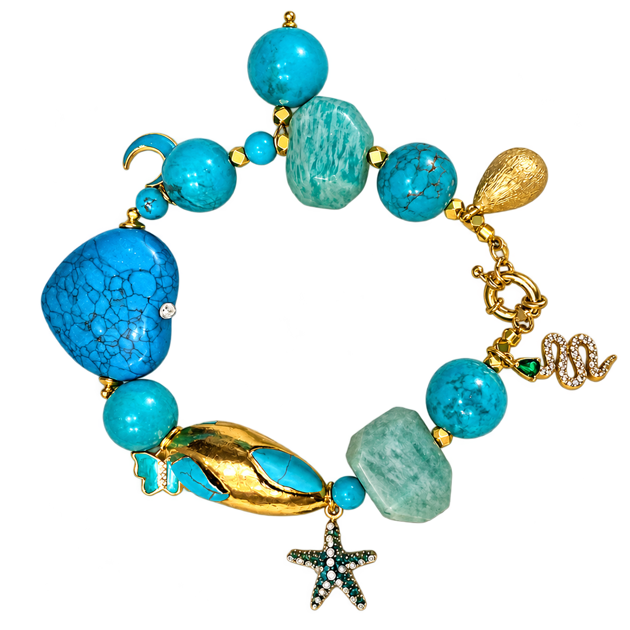Ocean Blue Amazonite Charm Bracelet